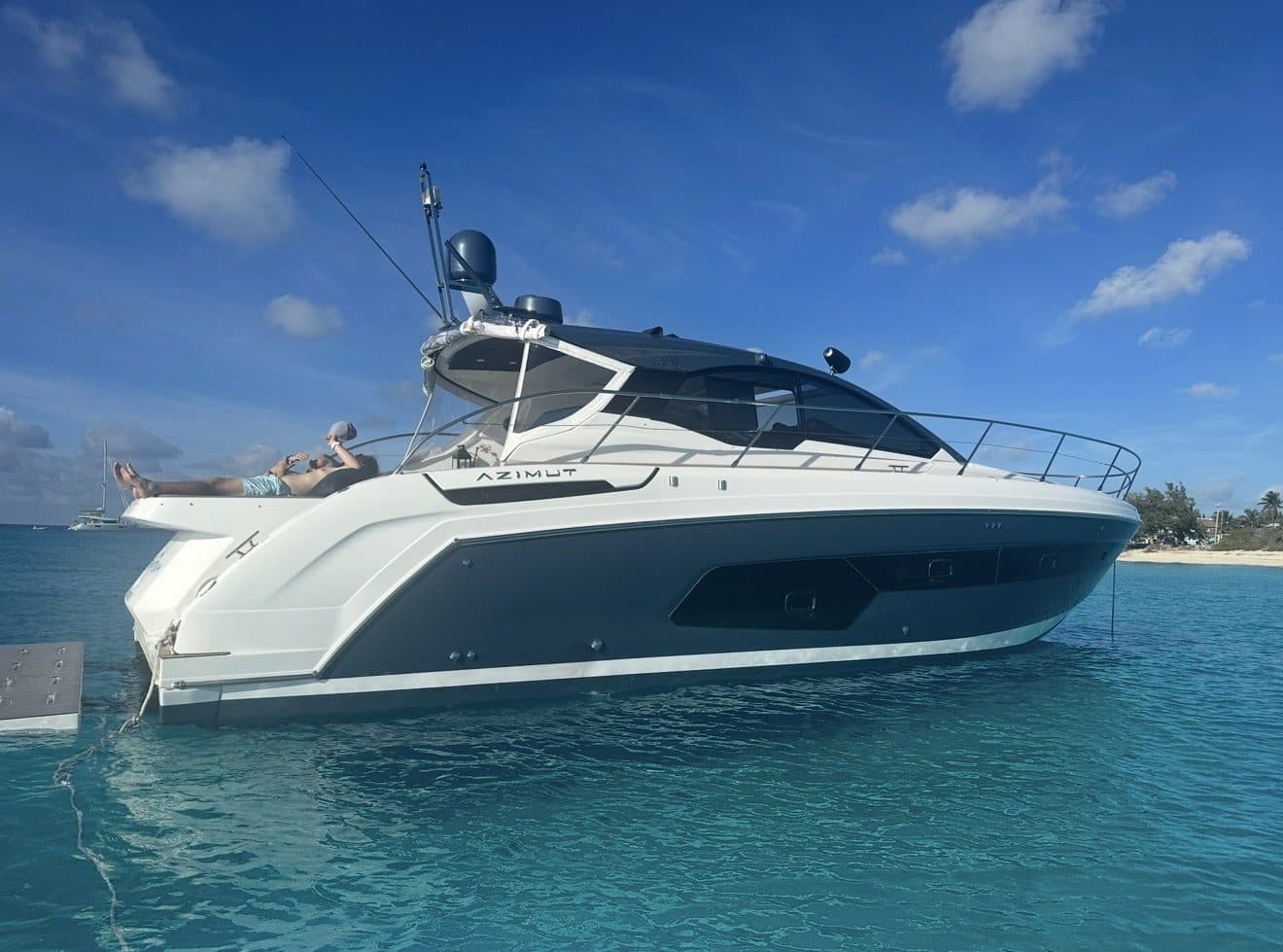 Motor yacht prepared and ready on the water
